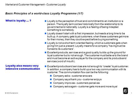 Basic Principles of a world-class Loyalty Programme (1/7)