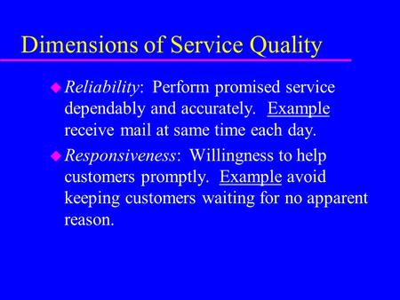 Dimensions of Service Quality