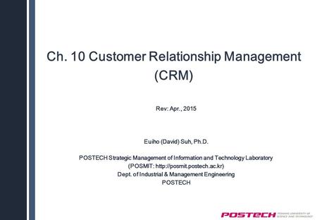 Ch. 10 Customer Relationship Management (CRM)