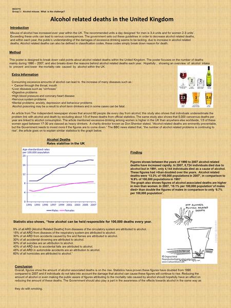 Alcohol related deaths in the United Kingdom Introduction Misuse of alcohol has increased ever year within the UK. The recommended units a day designed.