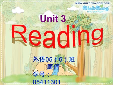 Unit 3 外语 05 （ 6 ）班 顾倩 学号： 05411301 contents Part 1 Analysis of Teaching MaterialAnalysis of Teaching Material Part 2 Teaching aimsTeaching aims Part.