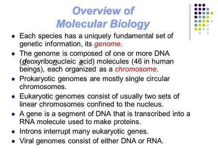 Overview of Molecular Biology