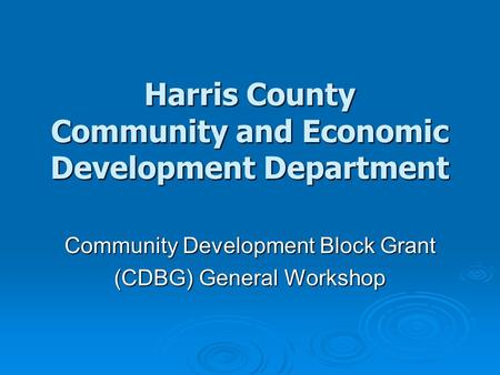 Harris County Community and Economic Development Department