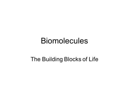 The Building Blocks of Life