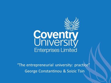 “The entrepreneurial university: practice”