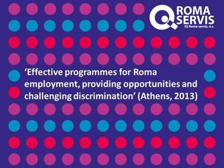 ‘Effective programmes for Roma employment, providing opportunities and challenging discrimination’ (Athens, 2013)