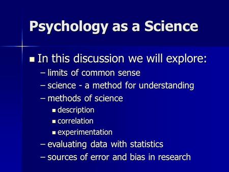 Psychology as a Science