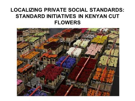 LOCALIZING PRIVATE SOCIAL STANDARDS: STANDARD INITIATIVES IN KENYAN CUT FLOWERS.