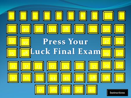 1 Instructions 2345678910 11 12 13 14 15 16 17 18 19 20 44 434241 373635 34 33 32 31 2726 2524 23 22 21 40 30 38 48 47 464528 29 39 50 49.