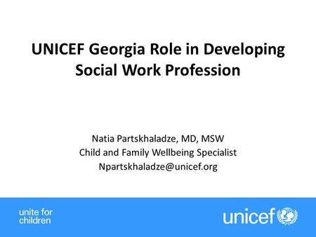 UNICEF Georgia Role in Developing Social Work Profession