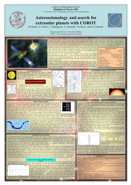 Congresso del Dipartimento di Fisica Highlights in Physics 2005 11–14 October 2005, Dipartimento di Fisica, Università di Milano Asteroseismology and search.