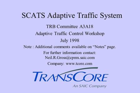 SCATS Adaptive Traffic System