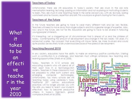 Teachers of Today Unfortunately there are still educators in today’s society that are stuck in the old rote memorisation learning, lecturing, passing on.