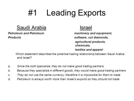 #1 Leading Exports Saudi Arabia Israel