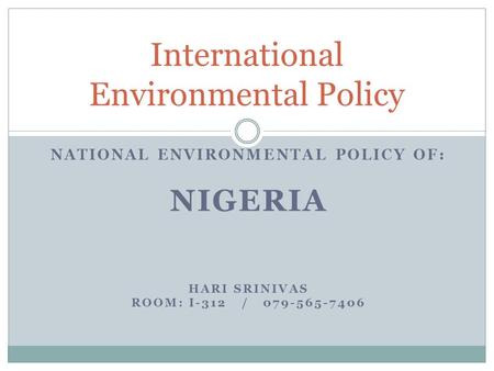 International Environmental Policy