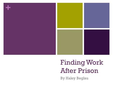 + Finding Work After Prison By Haley Beglau. + Overview Common barriers to employment: Homelessness Substance abuse Mental health issues Lack of training.