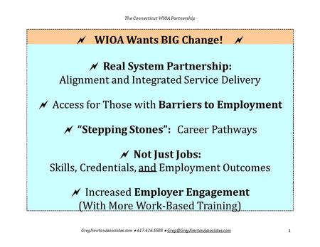  WIOA Wants BIG Change! 