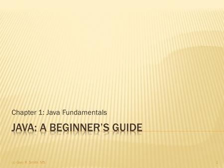 Chapter 1: Java Fundamentals 1 (c) Gary R. Smith, MS.