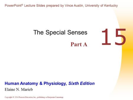 Copyright © 2004 Pearson Education, Inc., publishing as Benjamin Cummings Human Anatomy & Physiology, Sixth Edition Elaine N. Marieb PowerPoint ® Lecture.