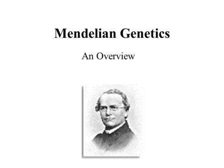 Mendelian Genetics An Overview.