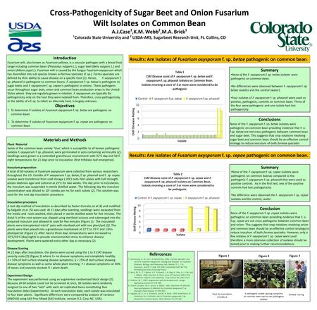 Introduction Fusarium wilt, also known as Fusarium yellows, is a vascular pathogen with a broad host range including common bean (Phaseolus vulgaris L.),