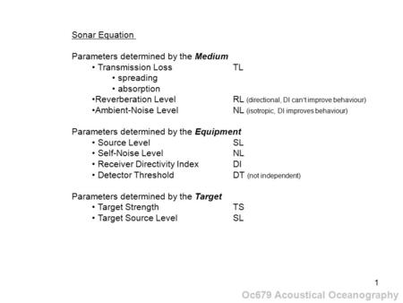 Oc679 Acoustical Oceanography