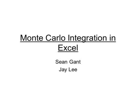 Monte Carlo Integration in Excel