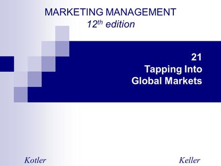 MARKETING MANAGEMENT 12th edition