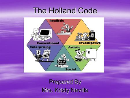 The Holland Code Prepared By Mrs. Kristy Nevills.