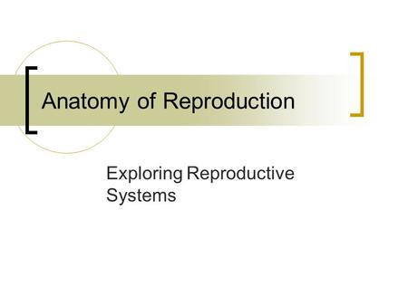 Anatomy of Reproduction