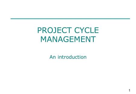 PROJECT CYCLE MANAGEMENT