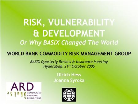 UKRAINIAN AGRICULTURAL WEATHER RISK MANAGEMENT RISK, VULNERABILITY