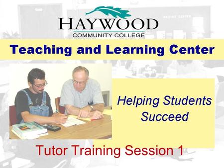 Tutor Training Session 1