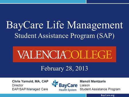 BayCare Life Management Student Assistance Program (SAP)