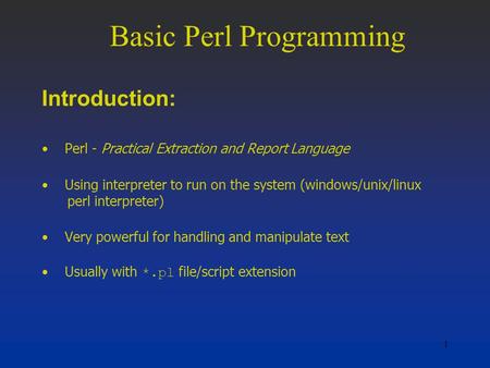 Basic Perl Programming