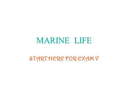 MARINE LIFE START HERE FOR EXAM V.