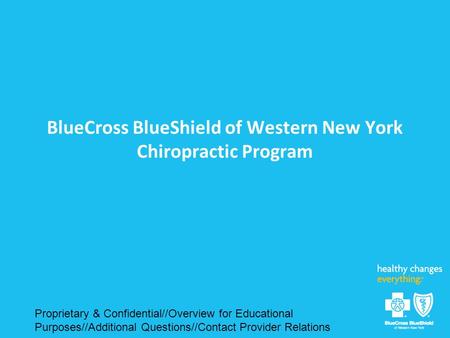 BlueCross BlueShield of Western New York Chiropractic Program