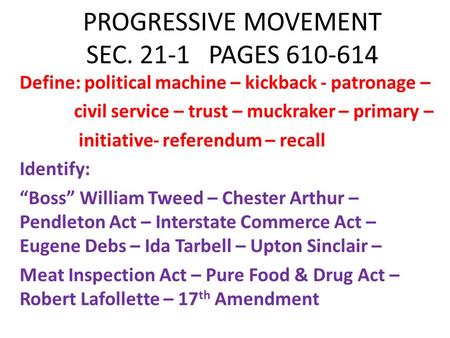 PROGRESSIVE MOVEMENT SEC PAGES