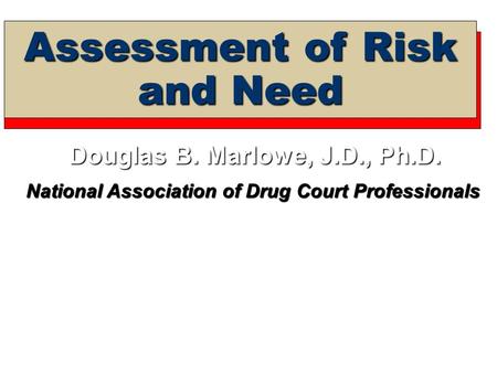 Assessment of Risk and Need