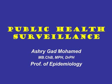 Public Health Surveillance