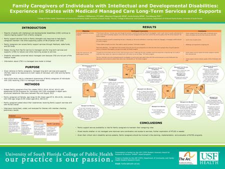 Family Caregivers of Individuals with Intellectual and Developmental Disabilities: Experience in States with Medicaid Managed Care Long-Term Services and.