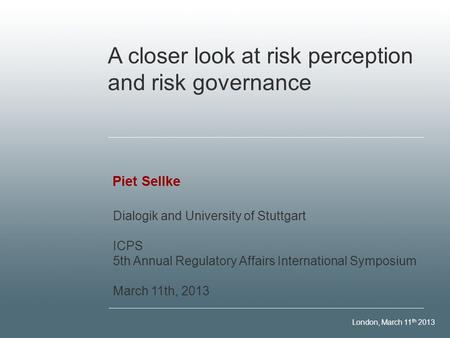 A closer look at risk perception and risk governance