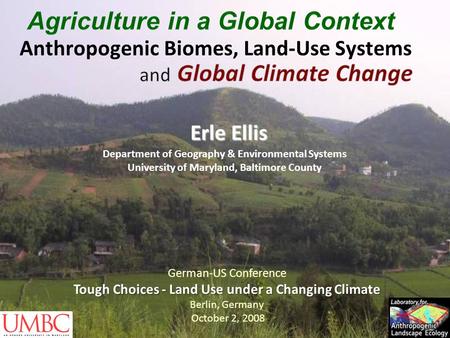 Anthropogenic Biomes, Land-Use Systems