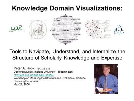 Knowledge Domain Visualizations: Peter A. Hook, J.D., M.S.L.I.S. Doctoral Student, Indiana University — Bloomington