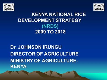 KENYA NATIONAL RICE DEVELOPMENT STRATEGY