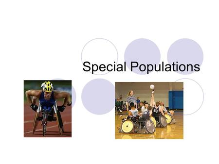 Special Populations. Disabled???? Wheelchair Boston Marathon participants have completed the course in under 90 minutes Paraplegic weight lifters have.