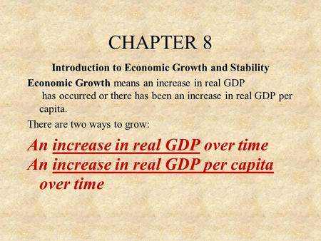 Introduction to Economic Growth and Stability