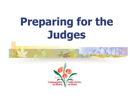 Preparing for the Judges. You Need!!! 2 contact phone numbers for community representatives One number for day time One number for the evening An email.