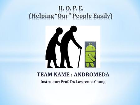 TEAM NAME : ANDROMEDA Instructor: Prof. Dr. Lawrence Chung.