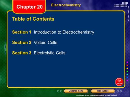 Chapter 20 Table of Contents